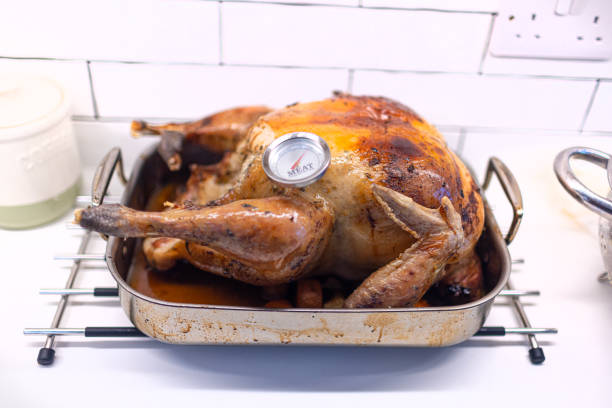 istock Meat thermometer checking the temperature of a freshly cooked turkey making sure its safe to eat 2192179722
