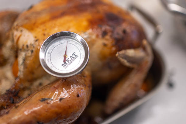 istock Meat thermometer checking the temperature of a freshly cooked turkey making sure its safe to eat 2192179723