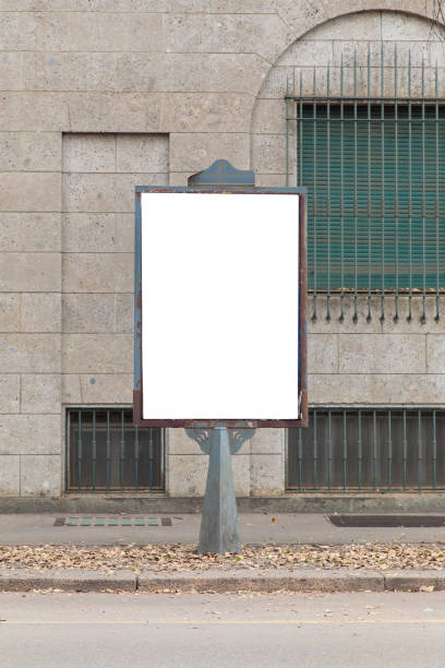 istock led blank billboard white screen side road in city. ad mockup copy space for advertising banner near bus stop 2192183681