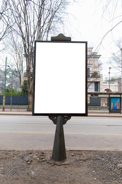 istock led blank billboard white screen side road in city. ad mockup copy space for advertising banner near bus stop 2192183693
