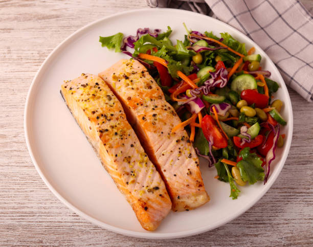 istock salmon fillet with salad 2192184885