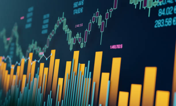 istock Abstract composition of stock exchange charts, bar graph and market data. 2192191705
