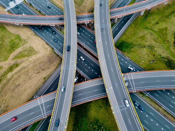 istock Aerial view of a cloverleaf interchange highway, The Haque, Holland 2192193628