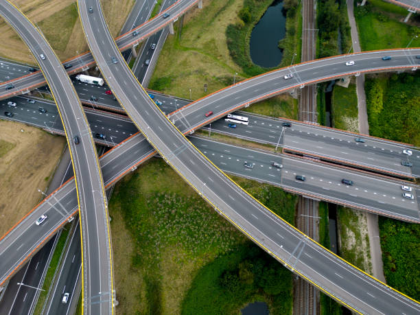 istock Aerial view of a cloverleaf interchange highway, The Haque, Holland 2192193656