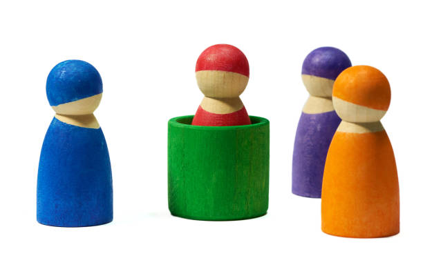 istock Colorful Wooden Figures Grouped with Space for Text and Isolated Background 2192193977