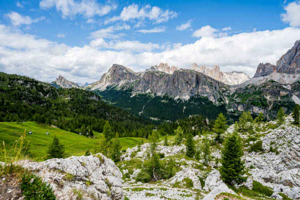 View from Cinque Torri to mountains around