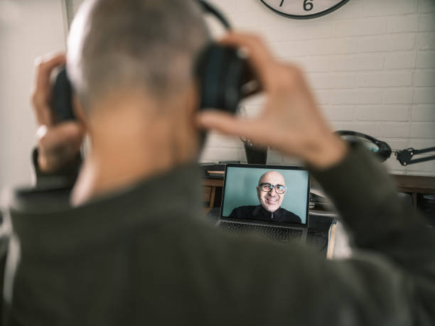 istock Senior man conducting online course in home office 2192195695