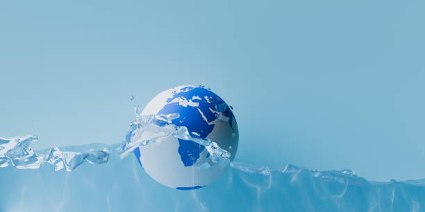 istock World Water Day concept background with the earth floating on water. 3d rendering 2192196094