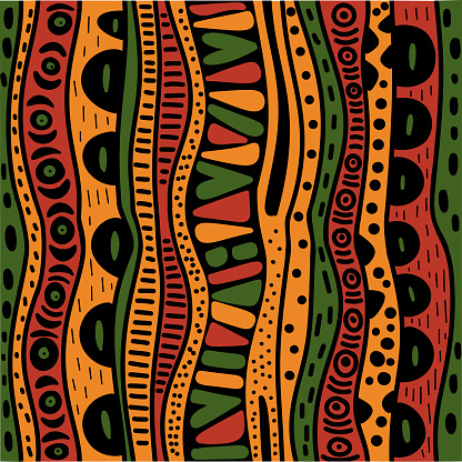 Traditional African Ethnic Pattern With Geometric Shapes Lines And Dots ...