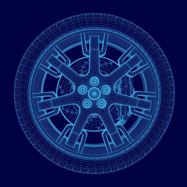 istock Blue wheel with a rim. The wheel is in a 3D 2192200400