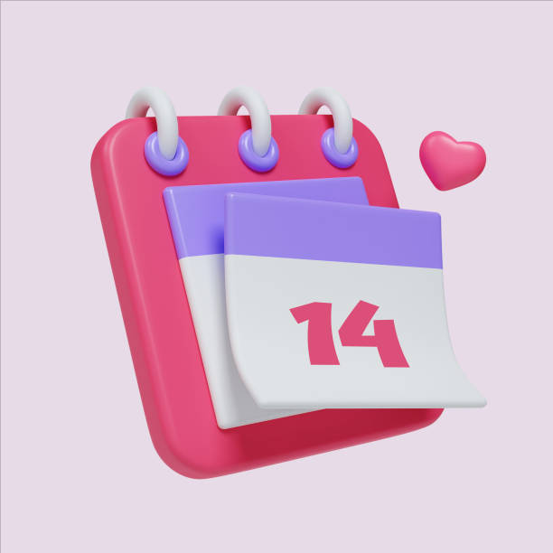 istock Valentine’s Day calendar with heart accent, 3D render. 2192208235