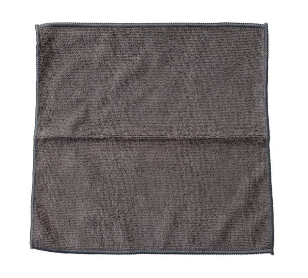 istock A grey towel is folded in half and placed on a white background 2192221500