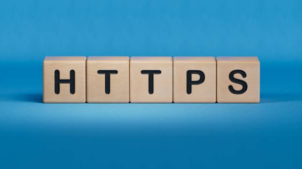 istock Word https. Wooden small cubes with letters with copy space available.close up of wooden elements,Business Concept.3D rendering on blue background. 2192230341