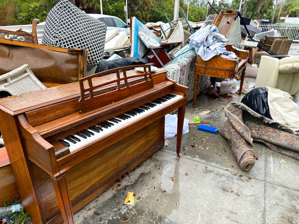 Residential area with thrown out household items