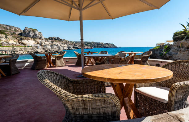 istock Coastal cafe with a bay view, Kallithea Springs, Rhodes 2192233799