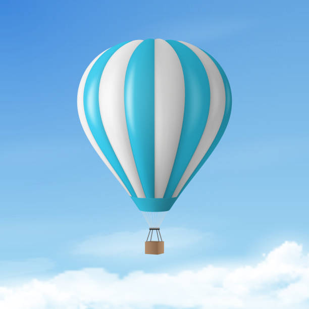 istock Vector Travel Banner with 3d Realistic Hot Air Balloon Icon on a Blue Sky Background. Design Template, Summer Vacation, Travelling, Tourism and Journey Concept 2192237072