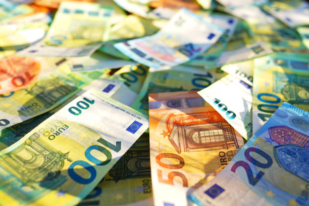 Euro money background. Euro Banknotes Design. Euro cash payment and wages. Euro money background. Euro Banknotes Design. Euro cash payment and wages. Cash background. Banknotes of European Union (EU ). Economic and political. Bills for pension and salary. Social finance. euro symbol stock pictures, royalty-free photos & images