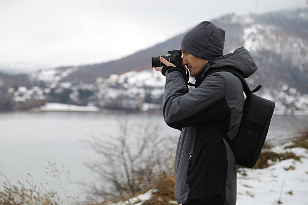 Winter photography by the lake