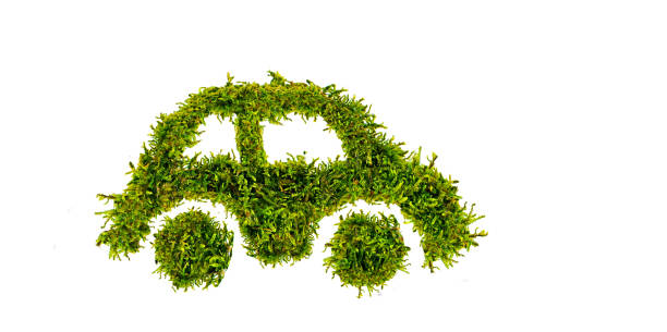 istock Eco friendly car development, clear ecology driving, no pollution and emmission transportation concept, moss car 2192251904
