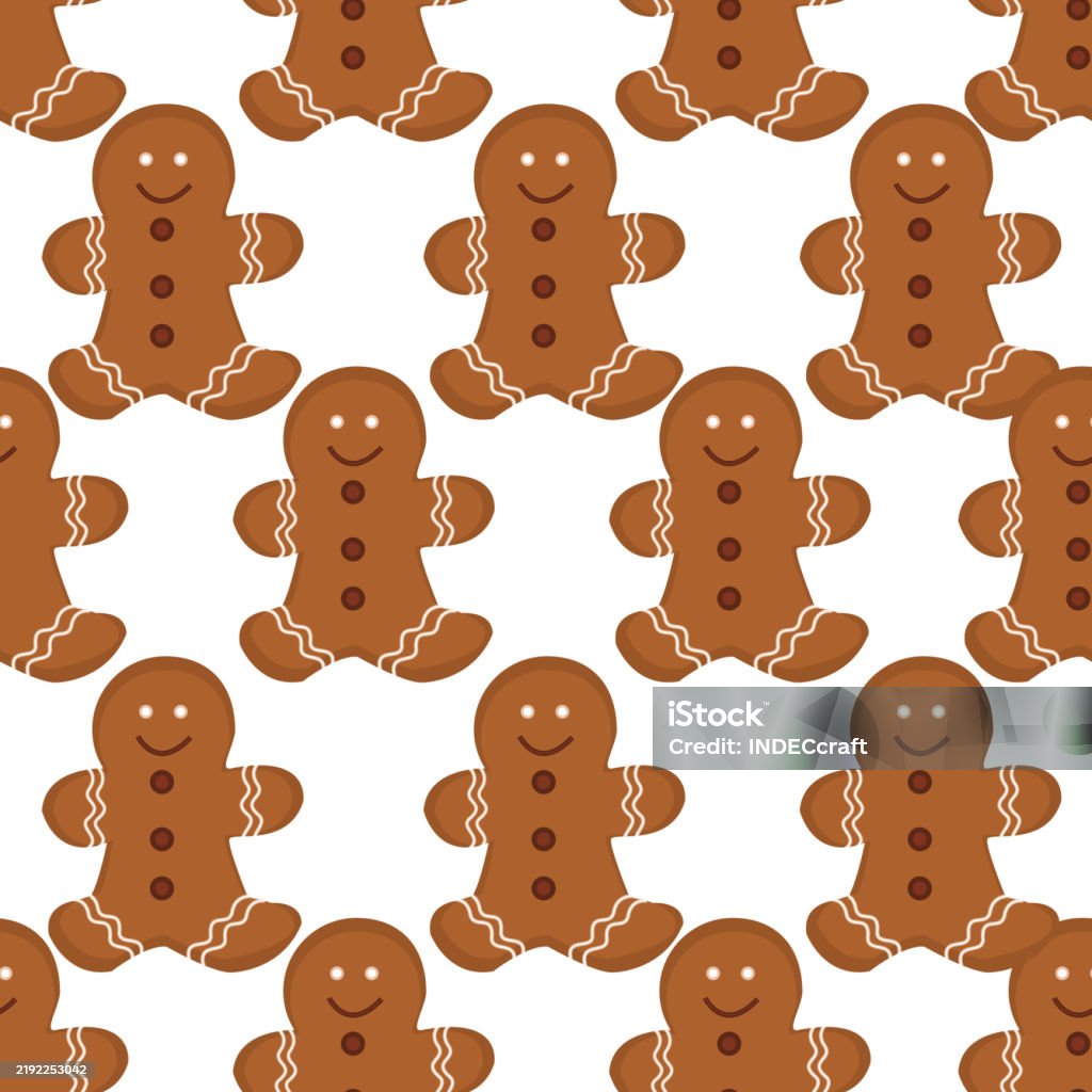 Gingerbread Man Row Pattern Gingerbread Man Seamless Pattern 1 Stock Illustration - Download Image ...