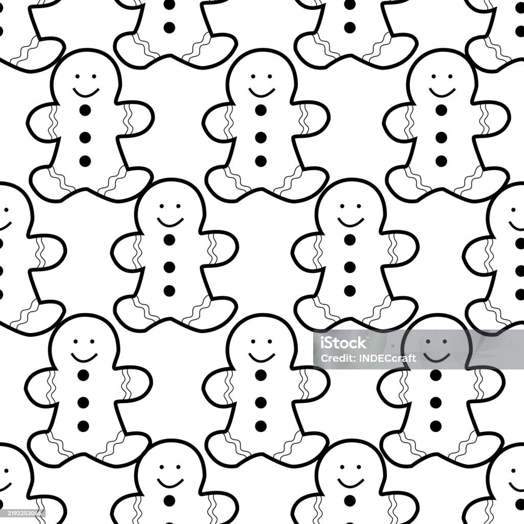 Gingerbread Man Row Pattern Gingerbread Man Seamless Pattern 3 Stock Illustration - Download Image ...