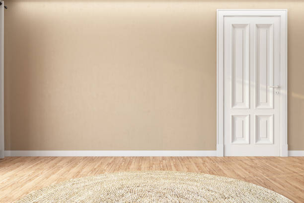 istock Modern Living Room Interior with Door and Empty Beige Wall 2192253574