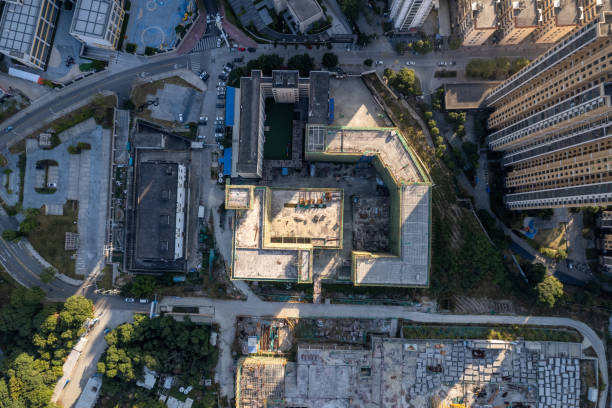 istock A vertical bird's-eye view of a construction site illuminated by morning sunlight 2192255248