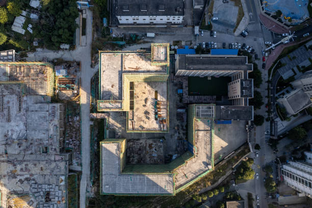 istock A vertical bird's-eye view of a construction site illuminated by morning sunlight 2192255249