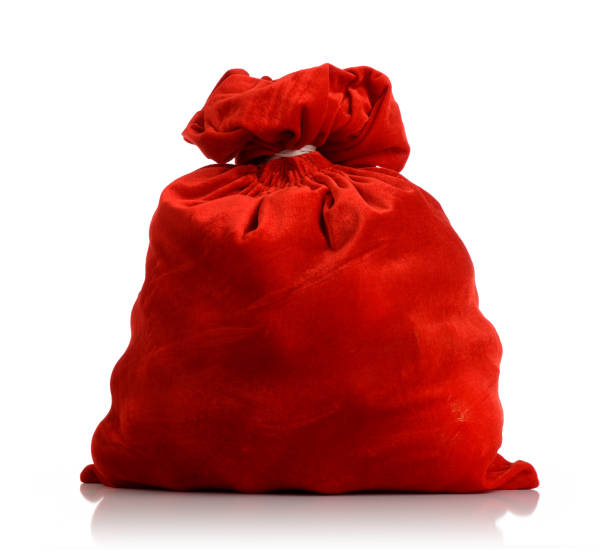 istock Santa Claus red bag full, on white background. 2192256057