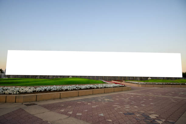 istock Huge long billboard on the side of the road, empty and white 2192257814