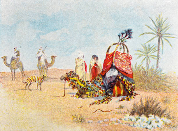 Antique image from French magazine, desert people