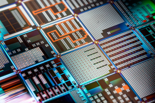 istock Silicon semiconductor wafer close-up. In electronics, a wafer also called a slice or substrate is a thin slice of semiconductor, a crystalline silicon, used for the fabrication of integrated circuits 2192261605