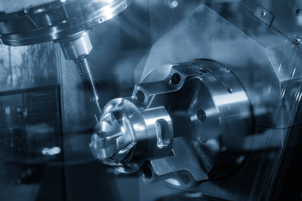 istock The 5-axis CNC milling machine  cutting the automotive part with solid ball end mill tool. 2192261953