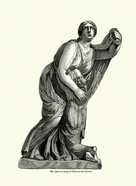 History of art, Sculpture, Statue, Greek mythology, Niobe and her children, depicting Niobe attempting to shield her children from Artemis and Apollo