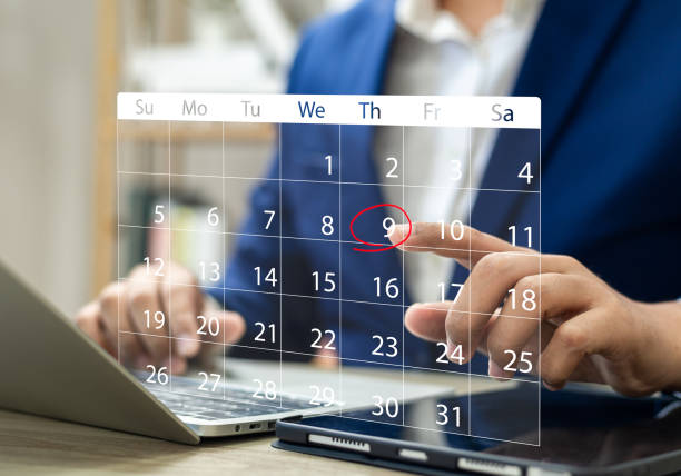 istock Time management concept, Businessman using digital calendar on virtual screen to schedule highlight appointments and plan and organize tasks, Meetings, and reminders for effective time management. 2192270379