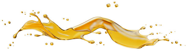 istock golden oil splash isolated on a white background. 3d render 2192272167