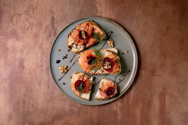 Sliced salted salmon fillet