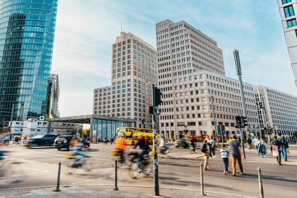 istock Bustling Urban Intersection in Berlin With Modern Buildings and Dynamic Traffic Scene 2192278873