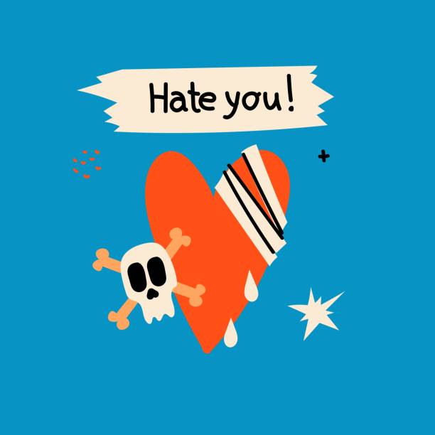 Anti-valentine day concept cards. Set of broken heart stickers. Heart, tears, parting, sadness, wine, cigarettes. Doodle style clipart. Anti-valentine day concept cards. Set of broken heart stickers. Heart, tears, parting, sadness, wine, cigarettes. Doodle style clipart. Colored Vector. broken lipstick stock illustrations