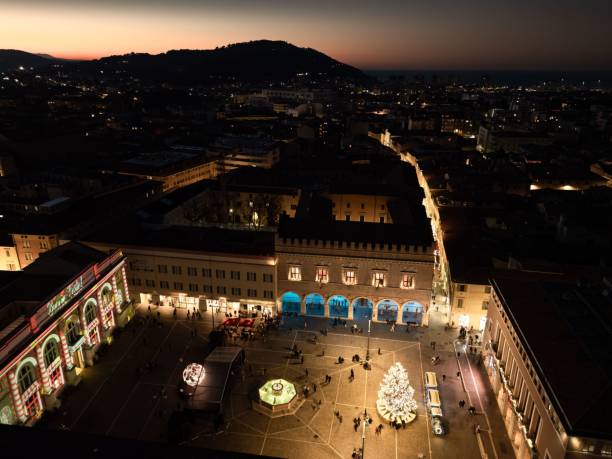 istock Festive city square at dusk with Christmas tree in Savona. 2192285825