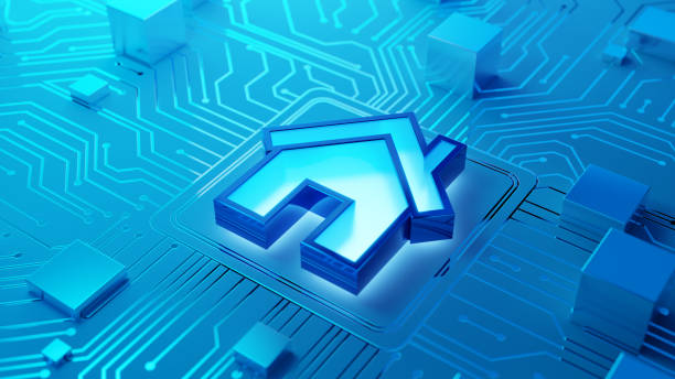 istock Futuristic Circuit Board Featuring Digital Home Icon and Connections 2192288231