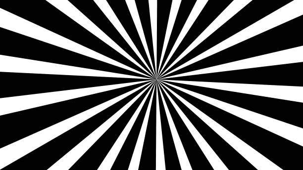 Animated motion graphic of comic lined sunburst, starburst, pinwheel rotating and spinning infinity loop in retro vintage style 4K