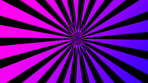 Animated motion graphic of comic lined sunburst, starburst, pinwheel rotating and spinning infinity loop in retro vintage style 4K