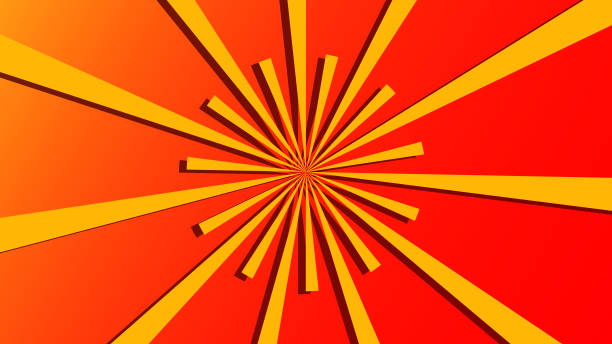 Animated motion graphic of comic lined sunburst, starburst, pinwheel rotating and spinning infinity loop in retro vintage style 4K
