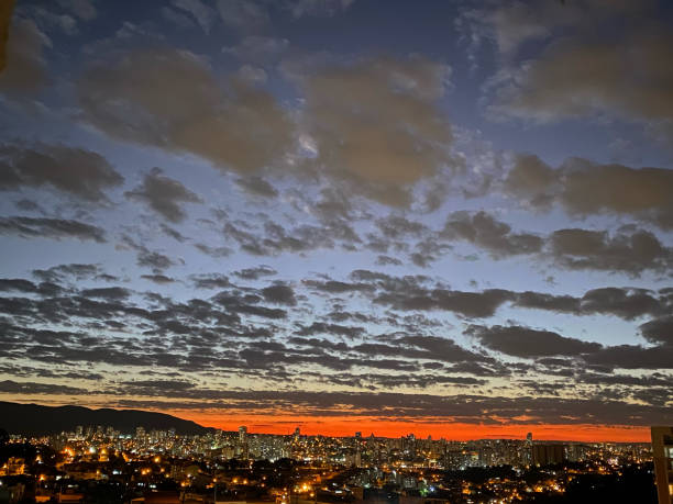 Wonderful sunset between the city's buildings