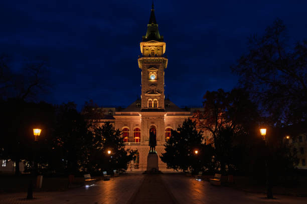 Town Hall of Hodmezovasarhely at night
