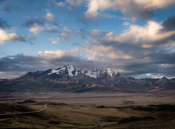 Mountain valley during sunrise. Natural summer landscape in Peru