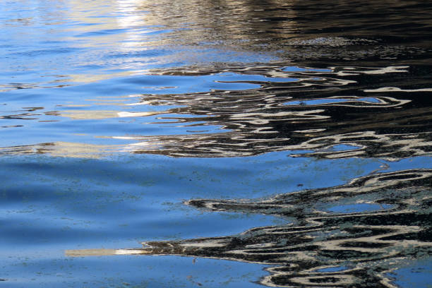 abstract nature background, water surface with waves at sunset. High quality photo