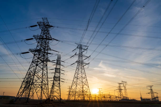 istock Pylons, high voltage pylons in the evening 2192319193