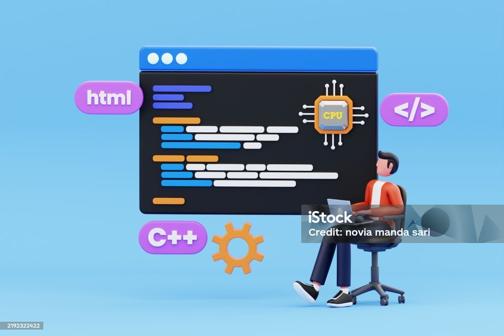 Professional Programmer Writing Code For Testing Computer Software 3d ...